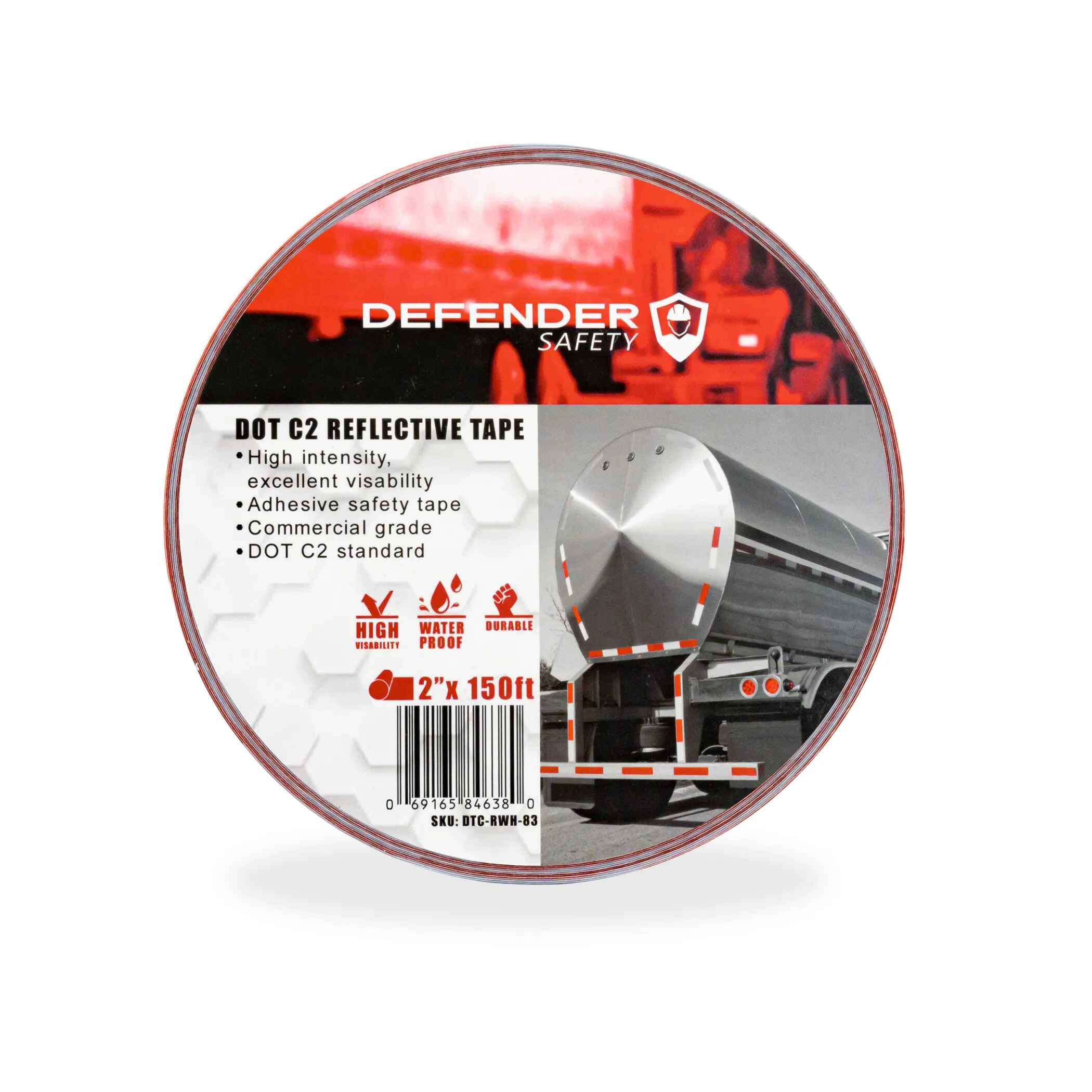 DOT C2 Reflective Adhesive Tape. Red and White Reflective. Weather-Proof Commercial Grade for Trucks/Trailers - Defender Safety