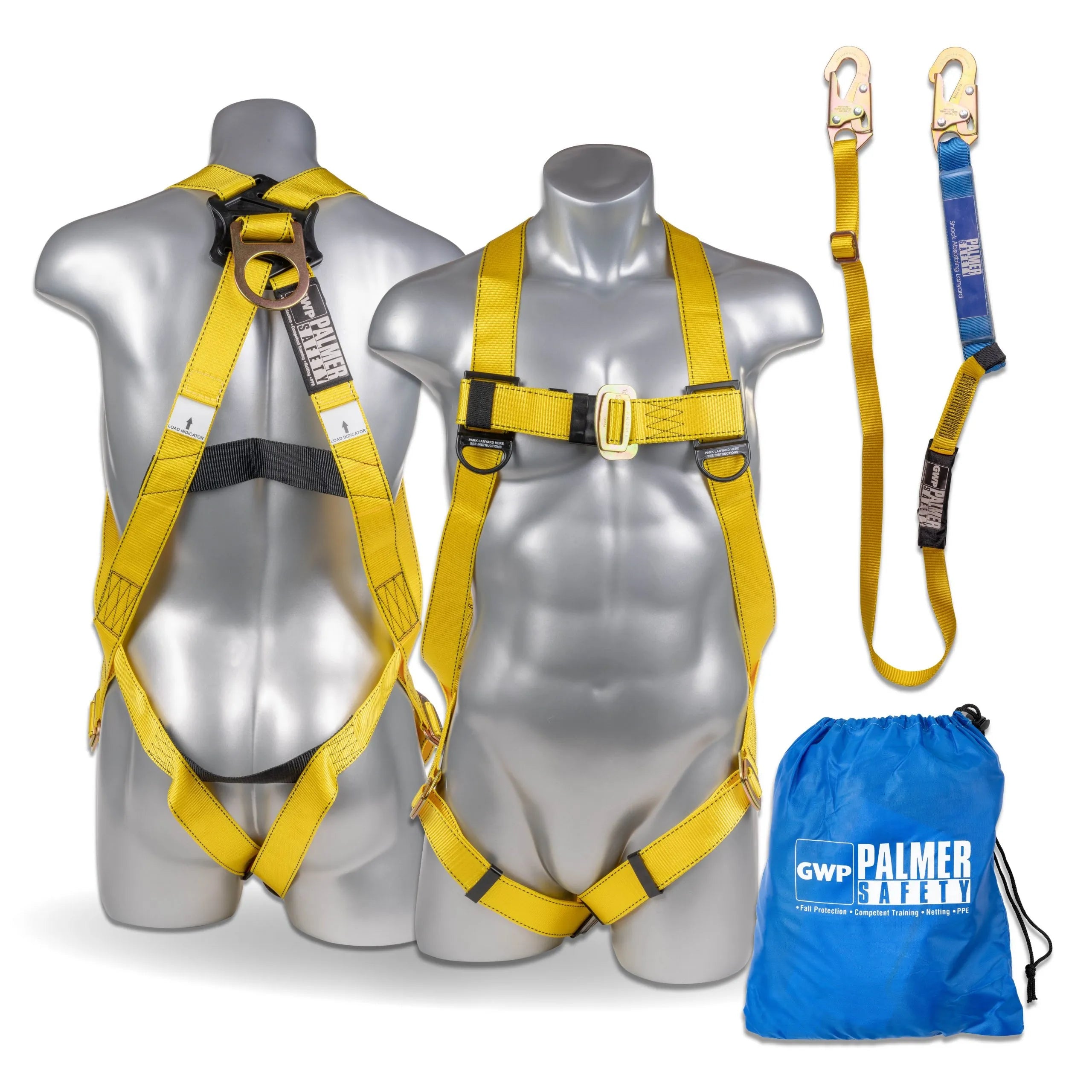 Fall Protection Full Body Harness with Shock Absorbing Lanyard
