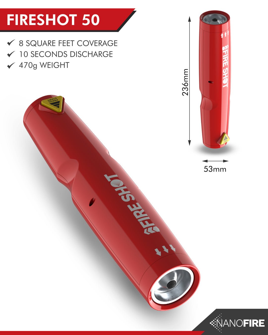 NANOFIRE Fireshot 50, aerosol fire suppression system - Defender Safety