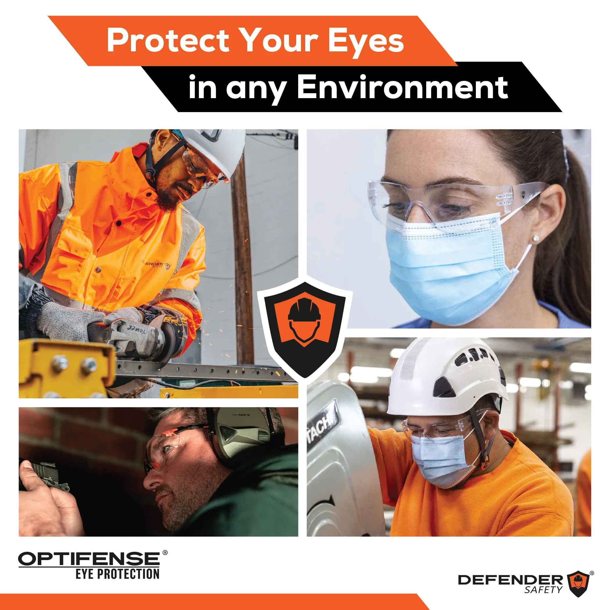 OPTIFENSE™ VS3 Anti Fog, Premium SMOKED Safety Glasses, ANSI Z87+ - Defender Safety