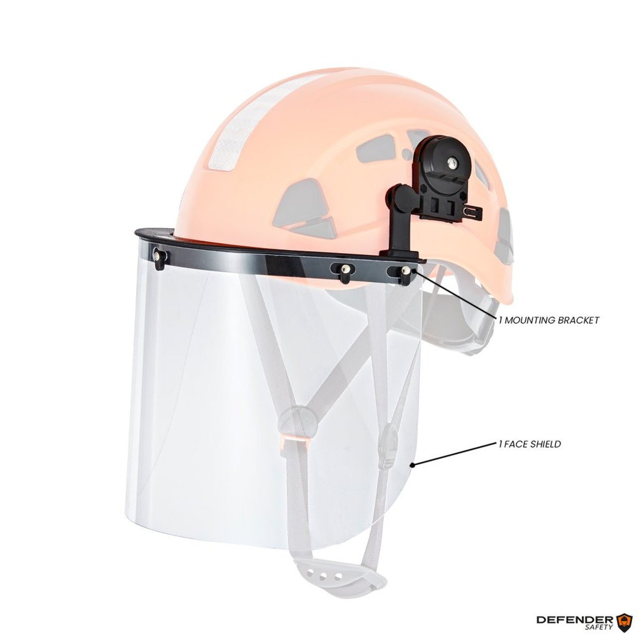 Z87 Face Shield and Mounting Bracket for Safety Helmets (H1 Series) - Defender Safety